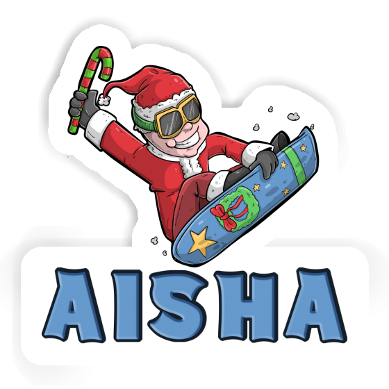 Christmas Snowboarder Sticker Aisha Laptop Image