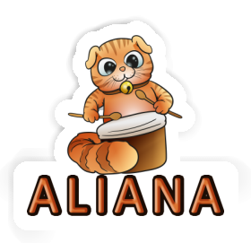 Trommler-Katze Aufkleber Aliana Image