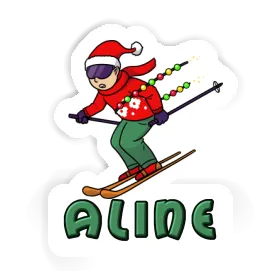 Christmas Skier Sticker Aline Image