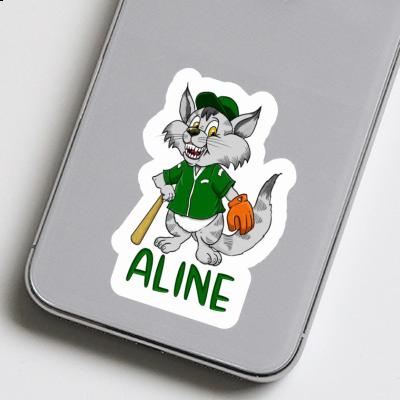 Sticker Aline Baseball Cat Notebook Image