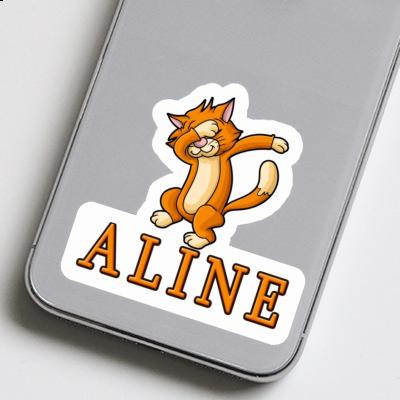 Dabbing Cat Sticker Aline Notebook Image