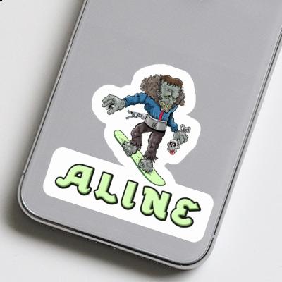 Snowboarder Sticker Aline Notebook Image