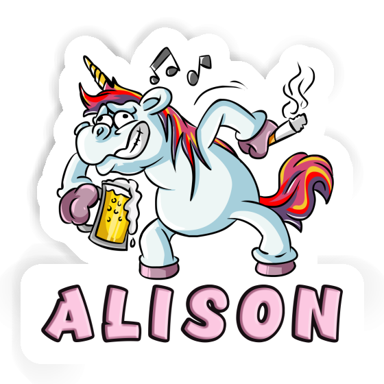 Licorne en fête Autocollant Alison Image