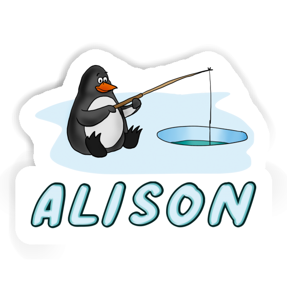 Alison Sticker Fishing Penguin Laptop Image