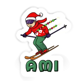 Christmas Skier Sticker Ami Image