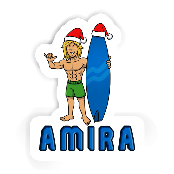 Christmas Surfer Sticker Amira Laptop Image