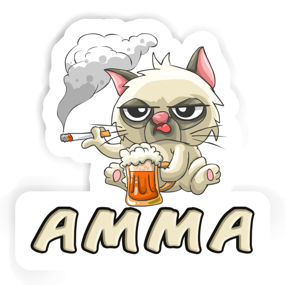 Sticker Amma Smoking Cat Notebook Image