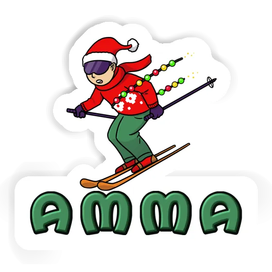 Christmas Skier Sticker Amma Image