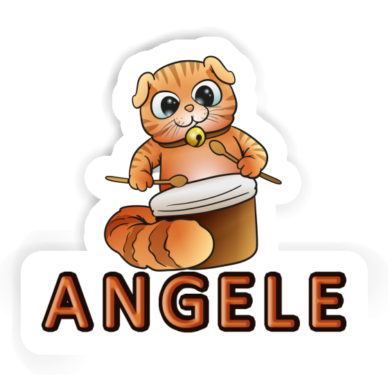 Drummer Cat Sticker Angele Notebook Image