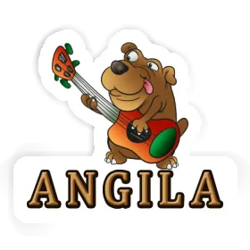 Autocollant Angila Chien guitariste Image