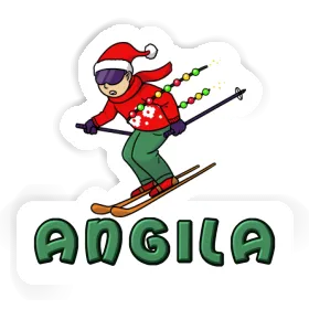 Angila Autocollant Skieur de Noël Image