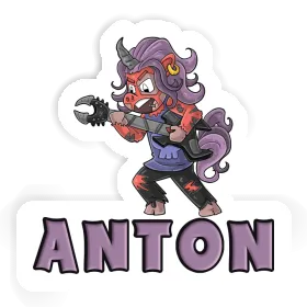 Sticker Rockendes Einhorn Anton Image