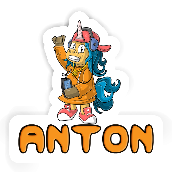 Aufkleber Anton Hip-Hop Einhorn Notebook Image