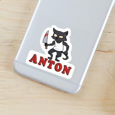 Aufkleber Psycho-Katze Anton Notebook Image