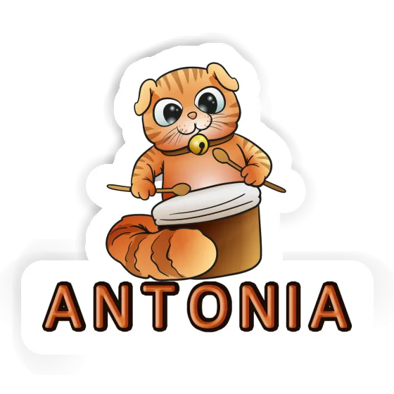 Antonia Sticker Drummer Cat Image