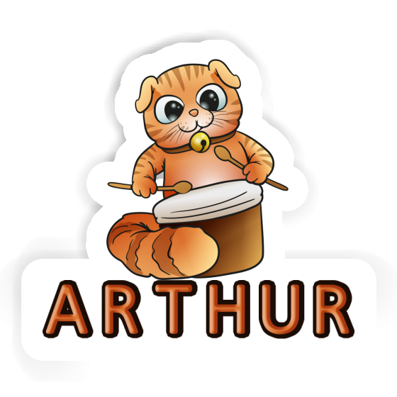 Drummer Cat Sticker Arthur Notebook Image