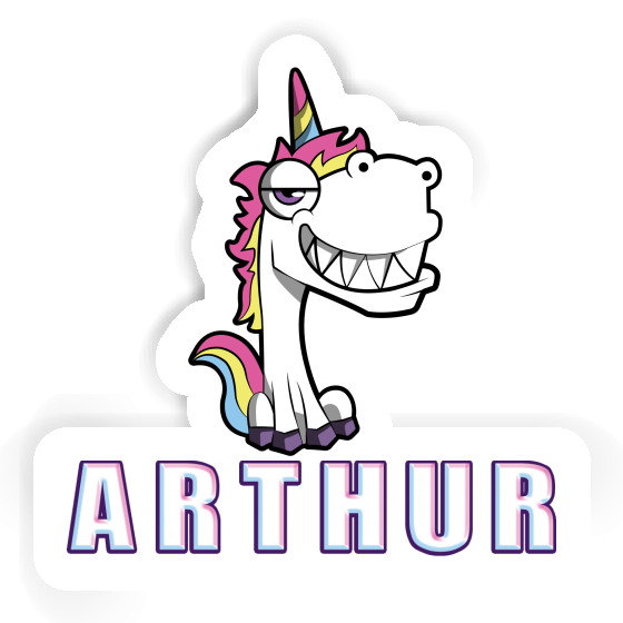 Arthur Sticker Grinning Unicorn Laptop Image