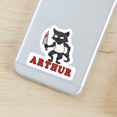 Sticker Psycho Cat Arthur Laptop Image