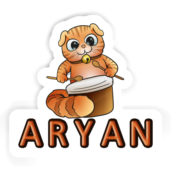 Sticker Aryan Drummer Cat Notebook Sticker Aryan Drummer Cat Gift package Image