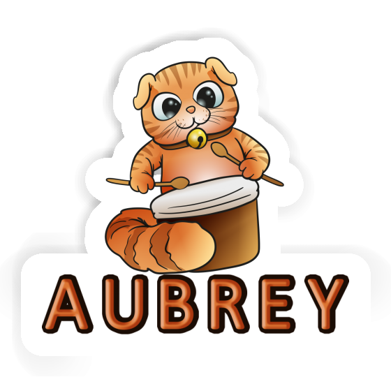 Aubrey Sticker Drummer Cat Image