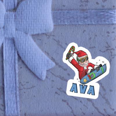 Autocollant Snowboarder de Noël Ava Notebook Image
