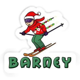 Barney Sticker Christmas Skier Image