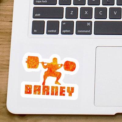 Sticker Barney Weightlifter Image