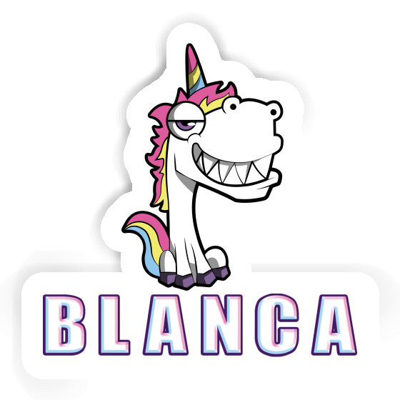 Licorne grinçante Autocollant Blanca Gift package Image