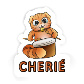 Cherie Sticker Drummer Cat Image