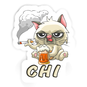 Sticker Chi Smoking Cat Image