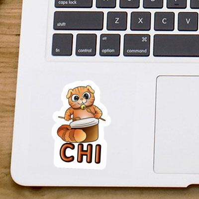 Drummer Cat Sticker Chi Laptop Image