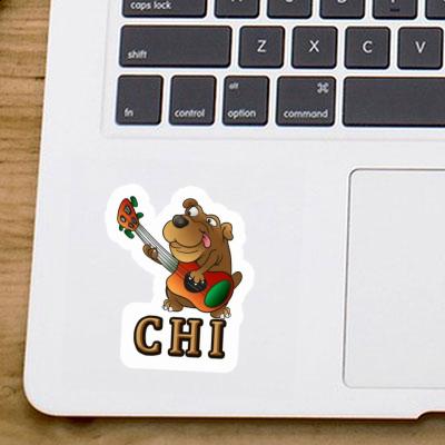 Guitar Dog Sticker Chi Laptop Image