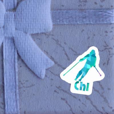 Sticker Skifahrerin Chi Notebook Image