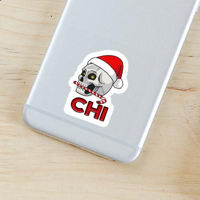 Sticker Christmas Skull Chi Laptop Image