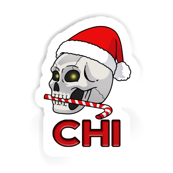 Sticker Christmas Skull Chi Laptop Image