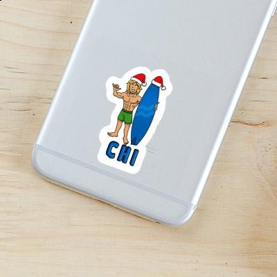 Sticker Chi Christmas Surfer Laptop Image