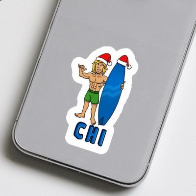 Sticker Chi Christmas Surfer Laptop Image