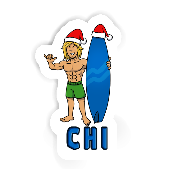 Sticker Chi Christmas Surfer Gift package Image