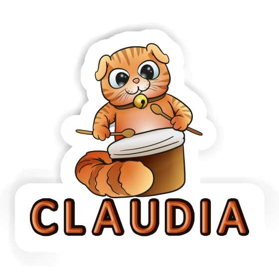 Sticker Drummer Cat Claudia Laptop Image