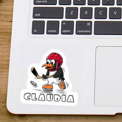 Sticker Claudia Ice Hockey Penguin Laptop Image