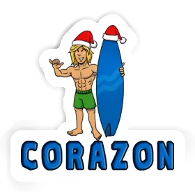 Corazon Sticker Christmas Surfer Image
