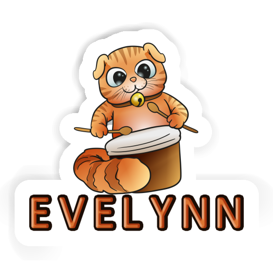 Evelynn Sticker Drummer Cat Image