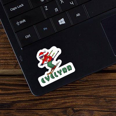 Christmas Skier Sticker Evelynn Laptop Image