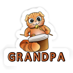 Sticker Grandpa Drummer Cat Image