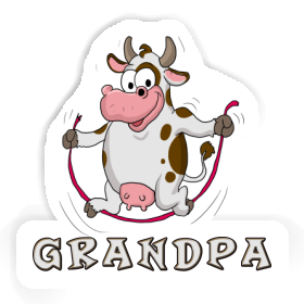 Sticker Skipping Ropes Cow Grandpa Image