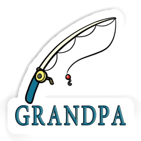 Sticker Grandpa Fishing Rod Image