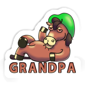 Sticker Grandpa Lying horse Image