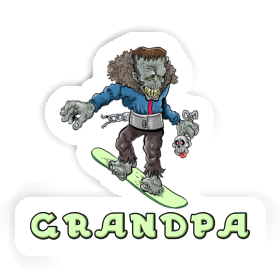 Snowboarder Sticker Grandpa Image