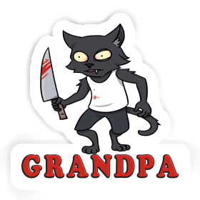 Psycho Cat Sticker Grandpa Image