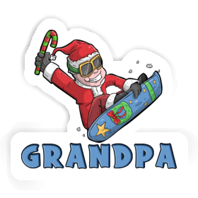 Grandpa Sticker Christmas Snowboarder Image